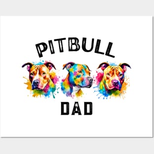 Pitbull Dad Watercolor Posters and Art